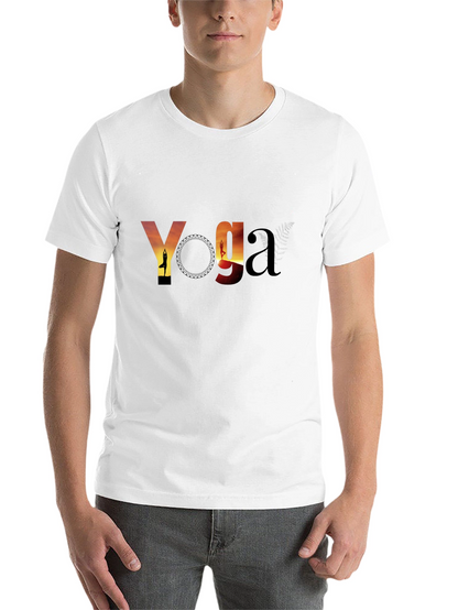 Yoga Sunset Graphic Tee - Black Cotton T-Shirt