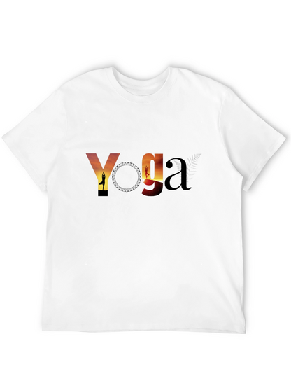 Yoga Sunset Graphic Tee - Black Cotton T-Shirt