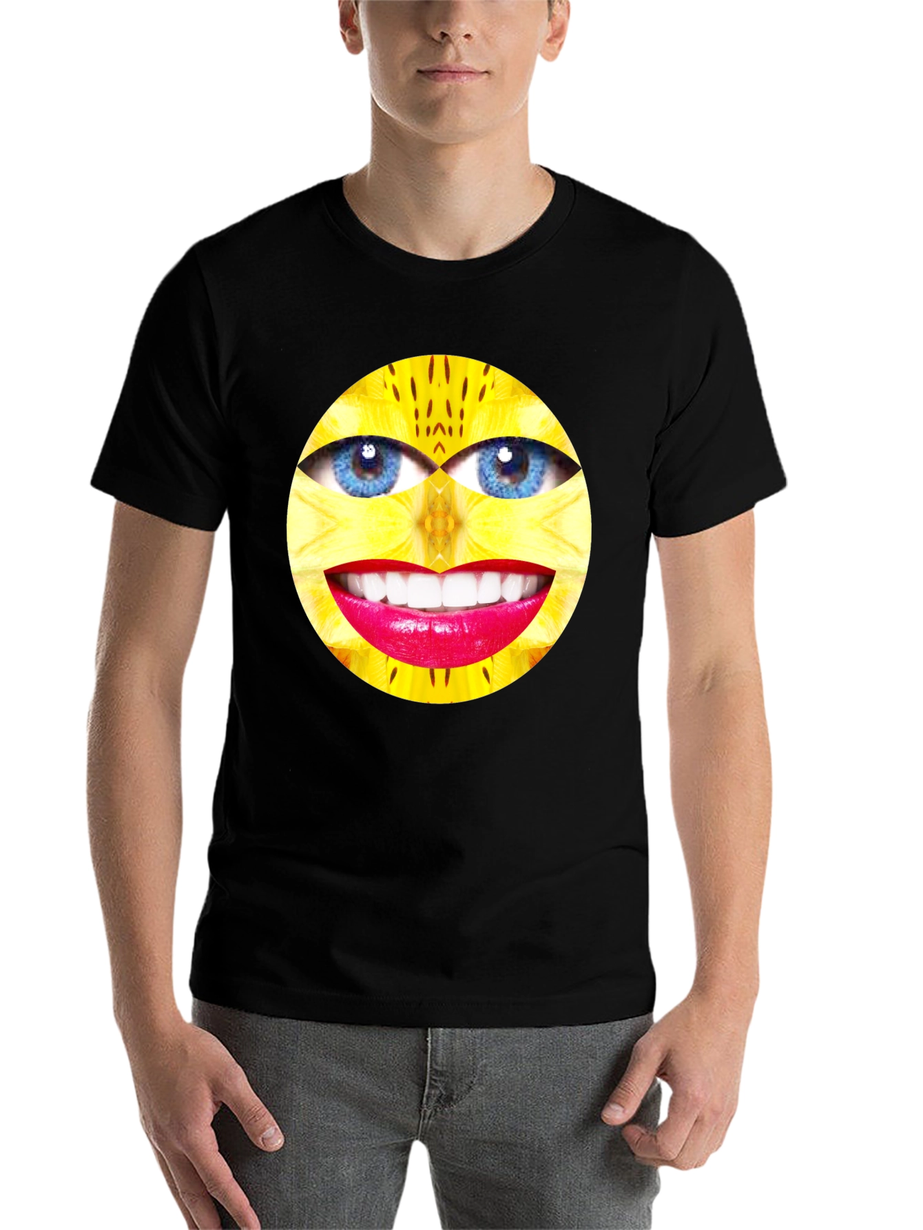 Surreal Face Graphic Black T-Shirt