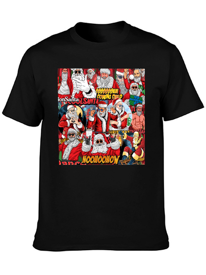 Cool Santa Collage Black T-Shirt