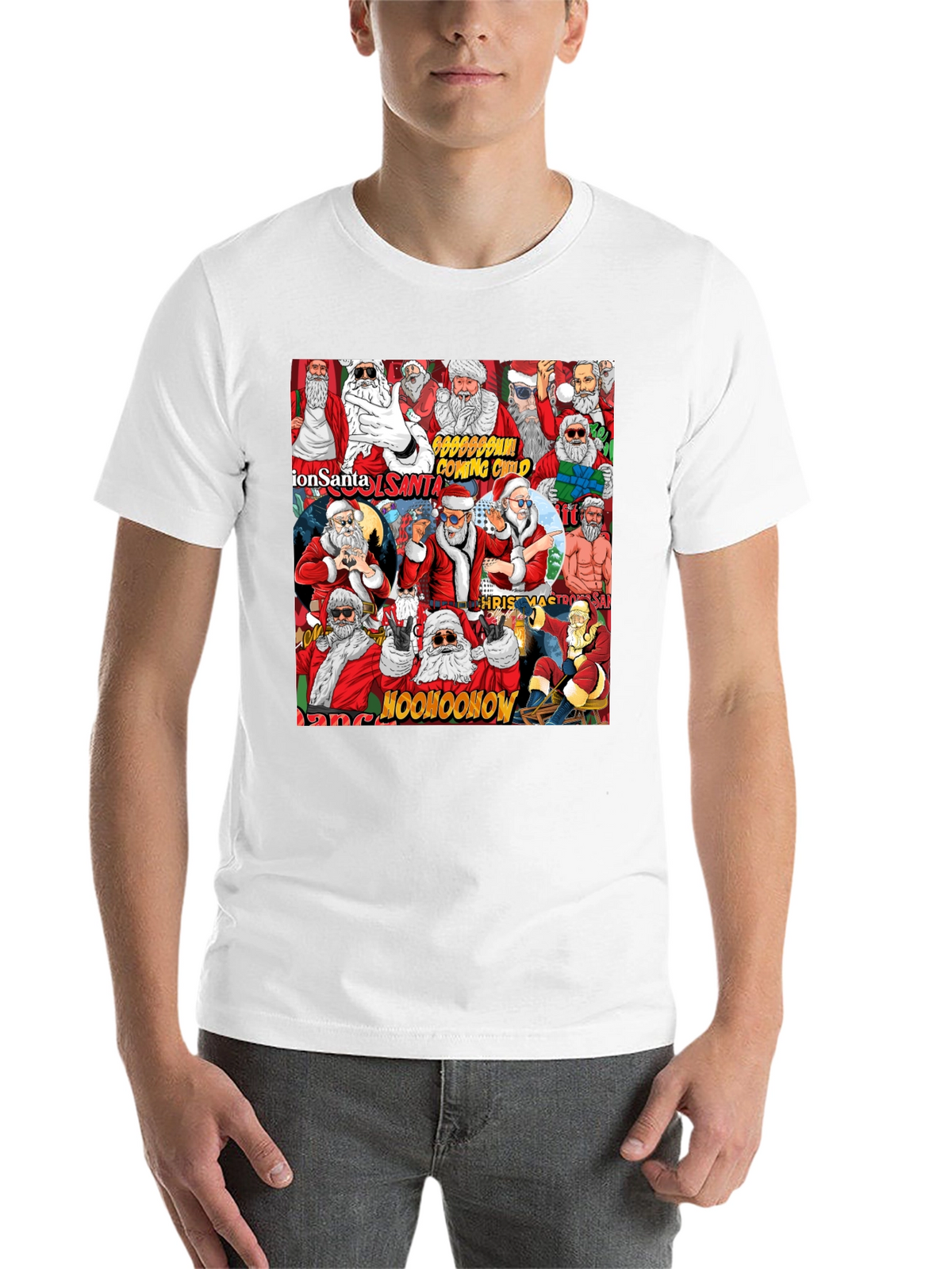 Cool Santa Collage Black T-Shirt