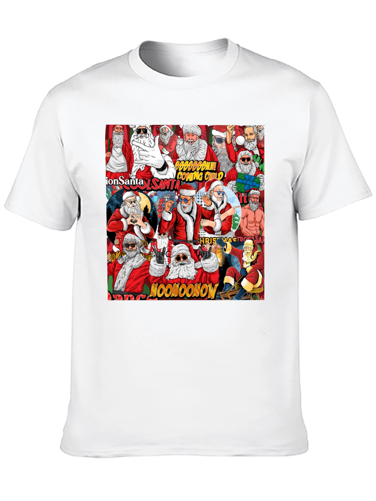 Cool Santa Collage Black T-Shirt