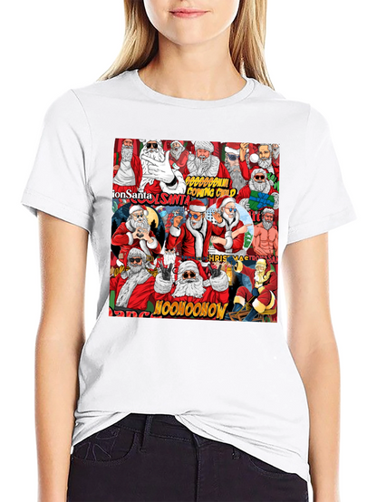 Cool Santa Collage Black T-Shirt