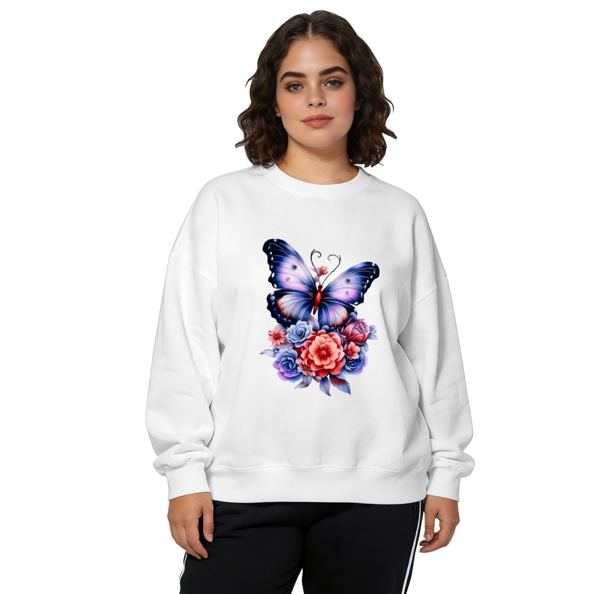 Minimal BOOS Brand Letter Print Crewneck Sweatshirt