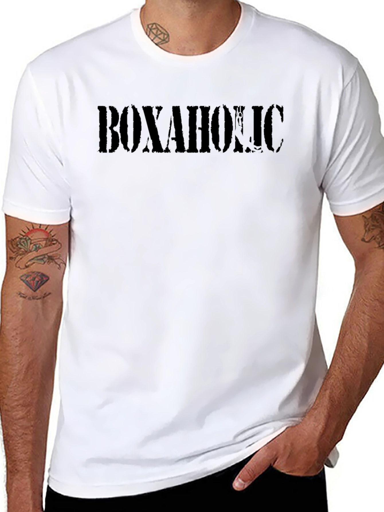 Boxaholic Graphic T-Shirt - Black Crew Neck Tee