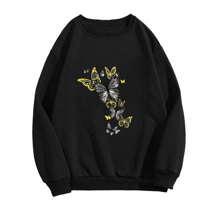 Chic Black & Yellow Butterfly Art Design Crewneck Sweatshirt
