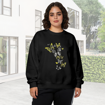 Chic Black & Yellow Butterfly Art Design Crewneck Sweatshirt