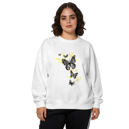 Chic Black & Yellow Butterfly Art Design Crewneck Sweatshirt