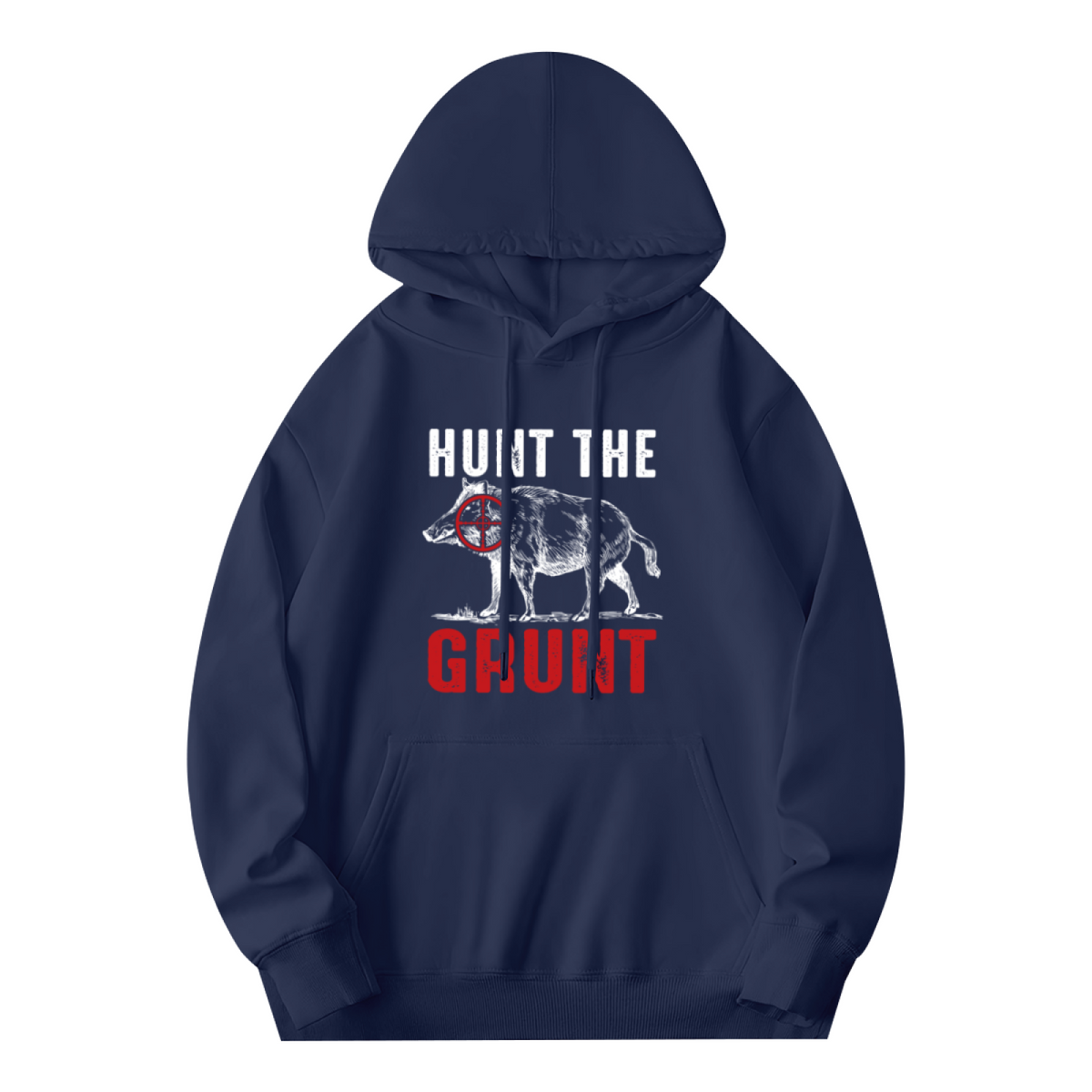 Hunt The Grunt Wild Boar Hunting Navy Hoodie, Comfort Outdoor Top For Hunters