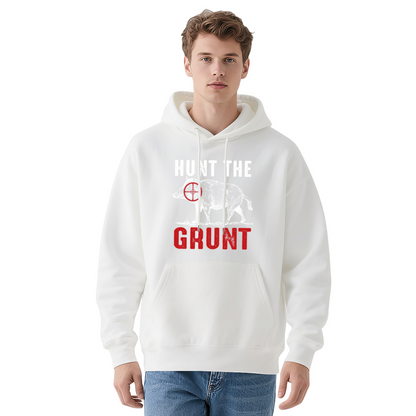 Hunt The Grunt Wild Boar Hunting Navy Hoodie, Comfort Outdoor Top For Hunters