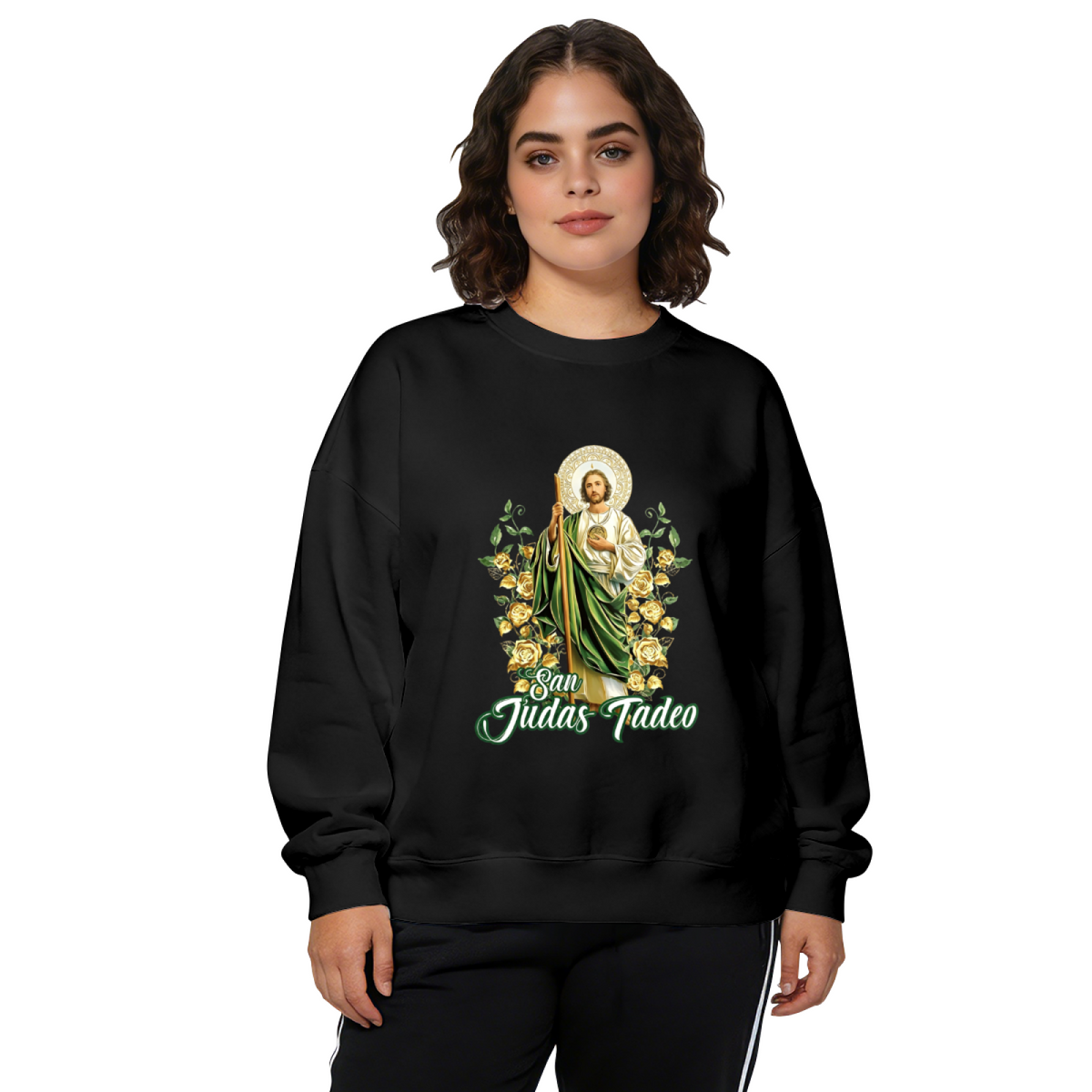 San Judas Tadeo Religious Saint Graphic Crewneck Sweatshirt