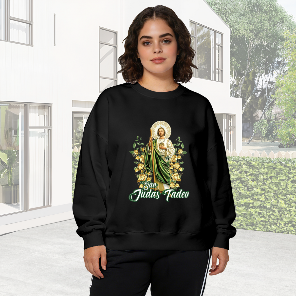 San Judas Tadeo Religious Saint Graphic Crewneck Sweatshirt