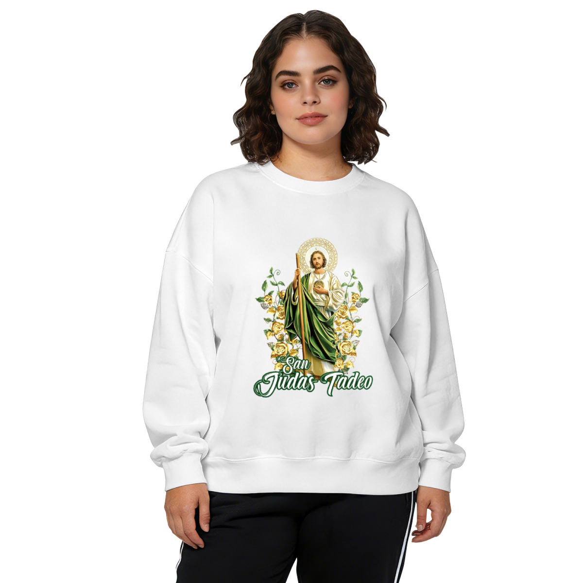San Judas Tadeo Religious Saint Graphic Crewneck Sweatshirt