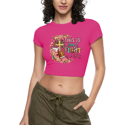 Floral Cross This Is How I Fight My Battles Grey Crop Tee ¨C Faith Christian Top 18.