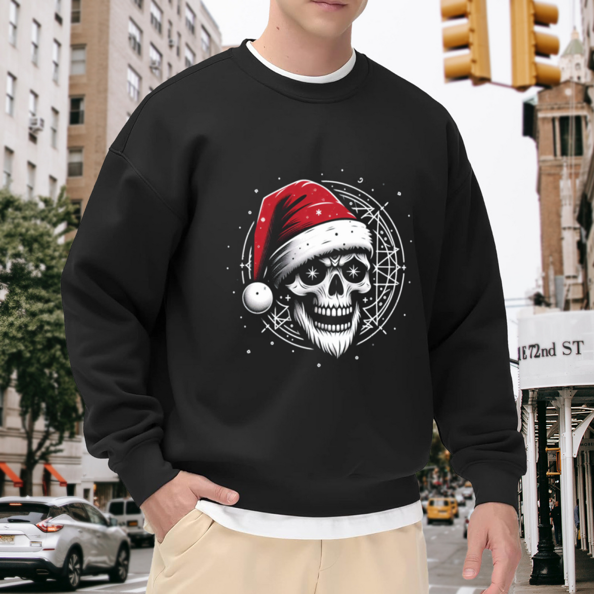 Gothic Santa Skull Dark Christmas Crewneck Sweatshirt