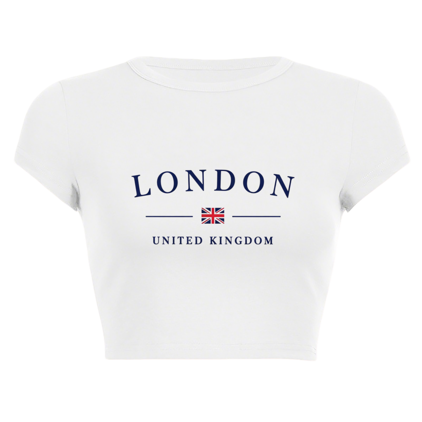 Classic LONDON UK Flag Minimal White Crop Tee