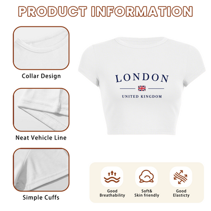 Classic LONDON UK Flag Minimal White Crop Tee