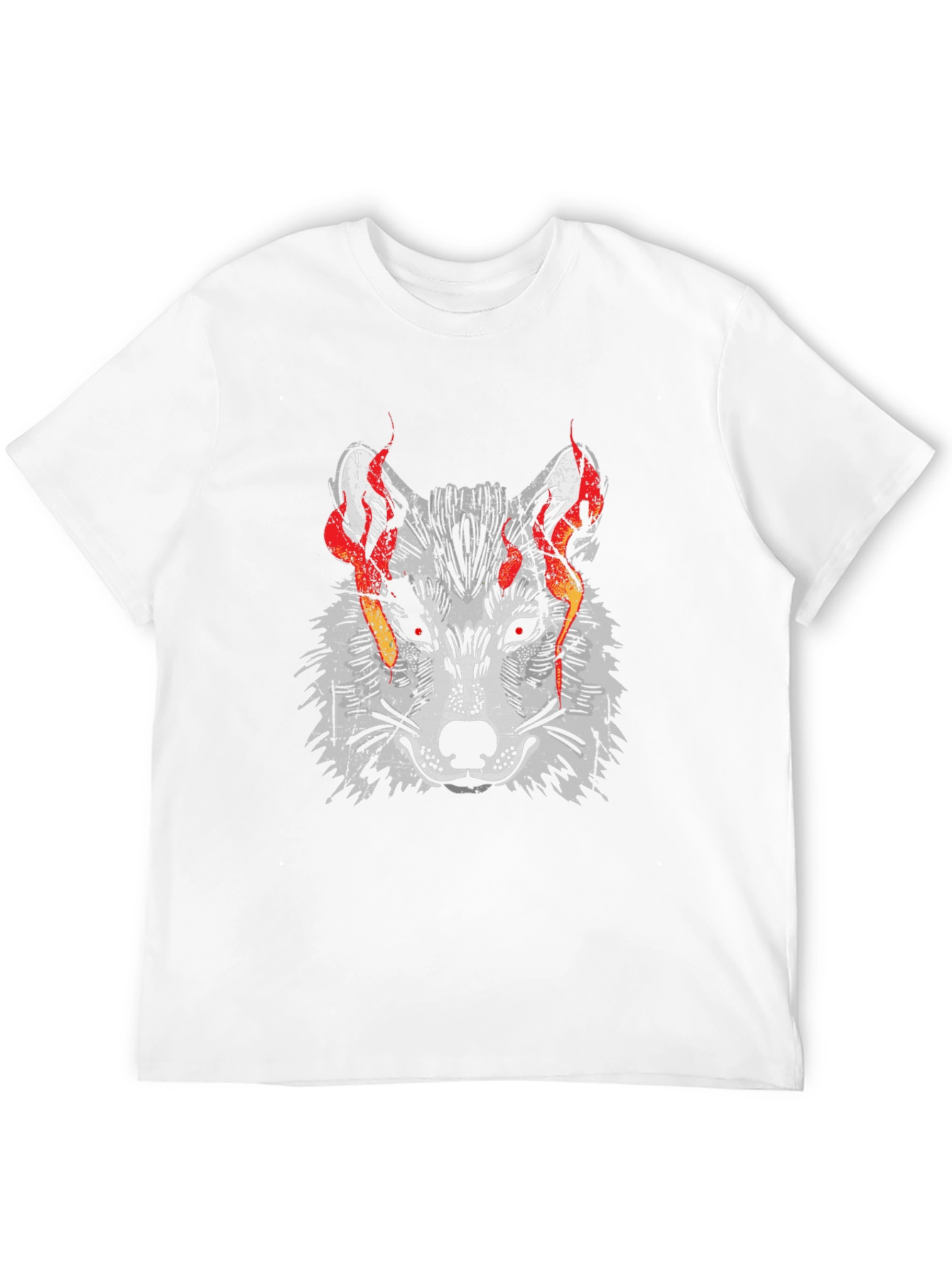Fiery Wolf Graphic Tee - Mens Black T-Shirt