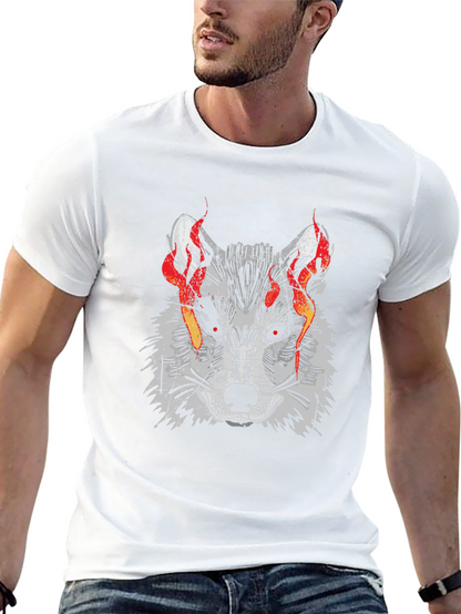 Fiery Wolf Graphic Tee - Mens Black T-Shirt