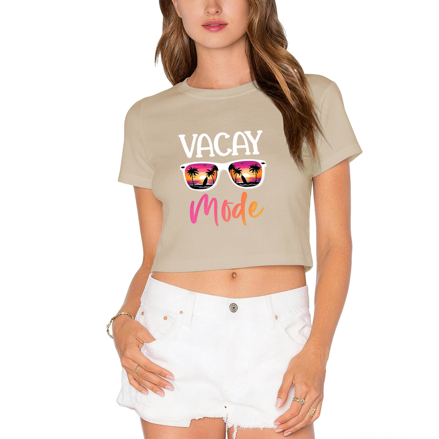 Vacay Mode Beach Sunglasses Summer Crop Tee