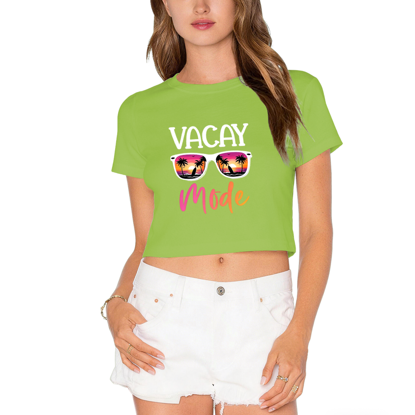 Vacay Mode Beach Sunglasses Summer Crop Tee
