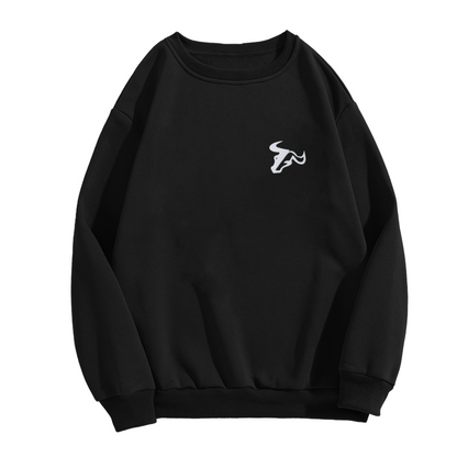 Stylized Abstract Bull Chest Emblem Graphic Crewneck Sweatshirt