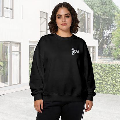 Stylized Abstract Bull Chest Emblem Graphic Crewneck Sweatshirt
