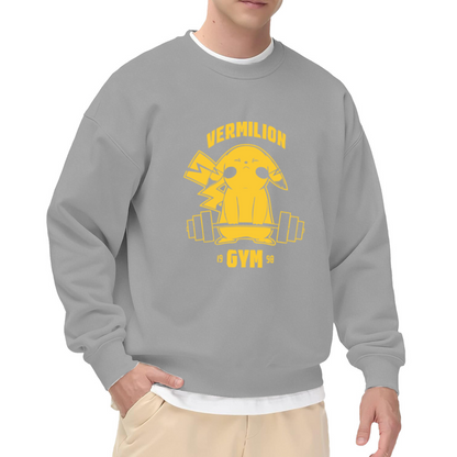 Vermilion Gym Pikachu Weightlifting Retro Anime Gym Crewneck Sweatshirt
