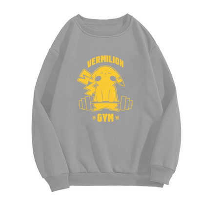 Vermilion Gym Pikachu Weightlifting Retro Anime Gym Crewneck Sweatshirt