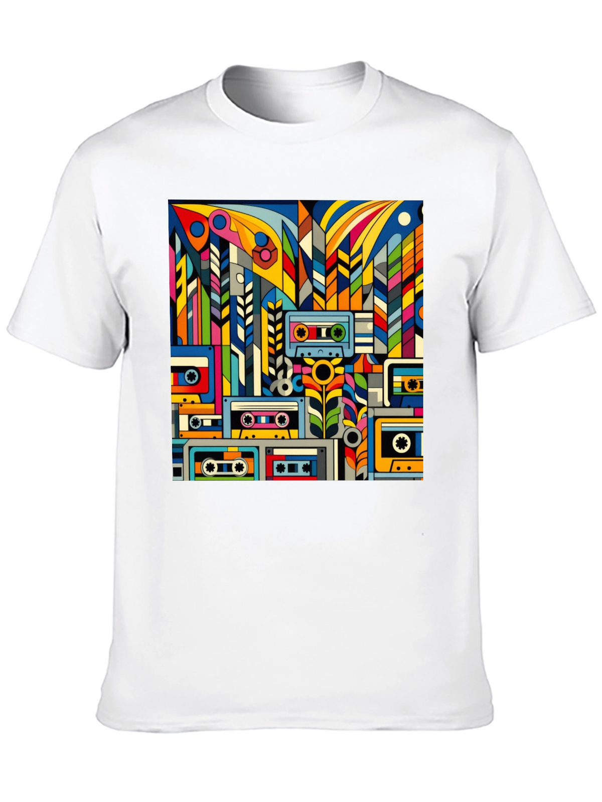 Retro Cassette Tape Art Black T-Shirt