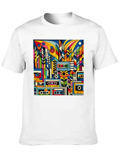 Retro Cassette Tape Art Black T-Shirt
