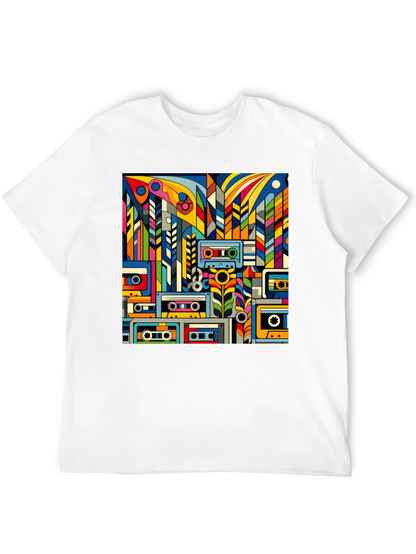 Retro Cassette Tape Art Black T-Shirt