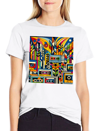 Retro Cassette Tape Art Black T-Shirt
