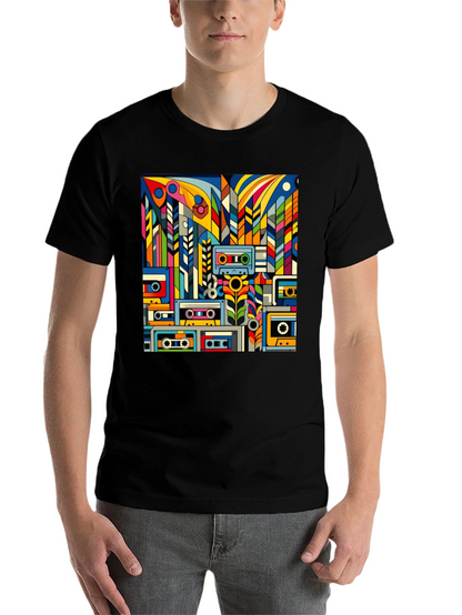 Retro Cassette Tape Art Black T-Shirt