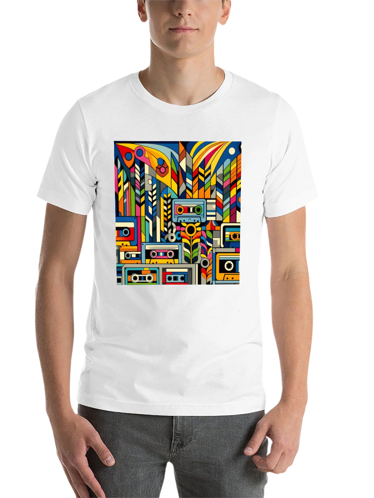 Retro Cassette Tape Art Black T-Shirt