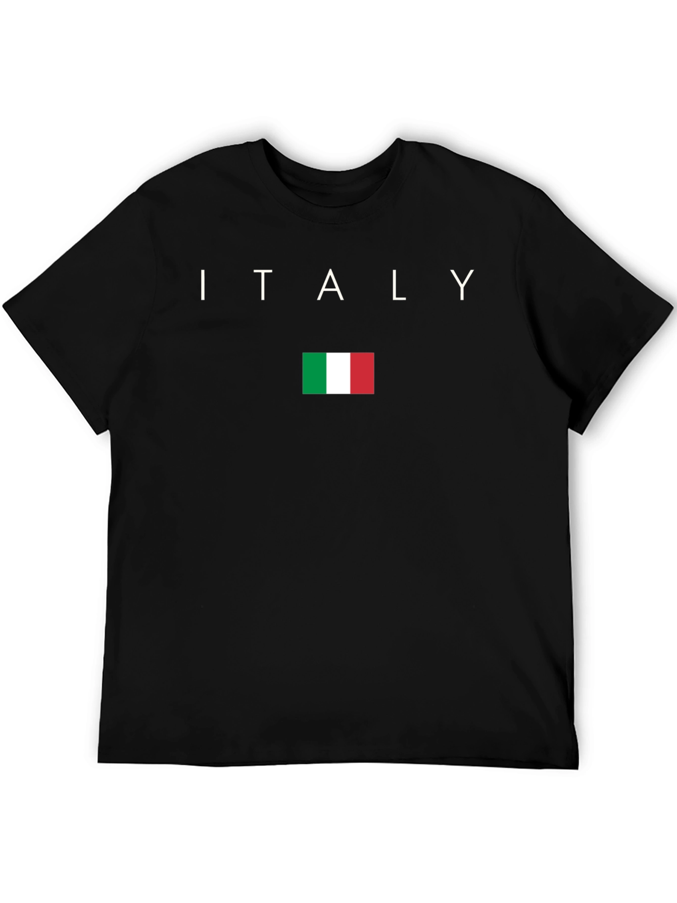 Italy Flag Graphic Tee - Black Cotton T-Shirt
