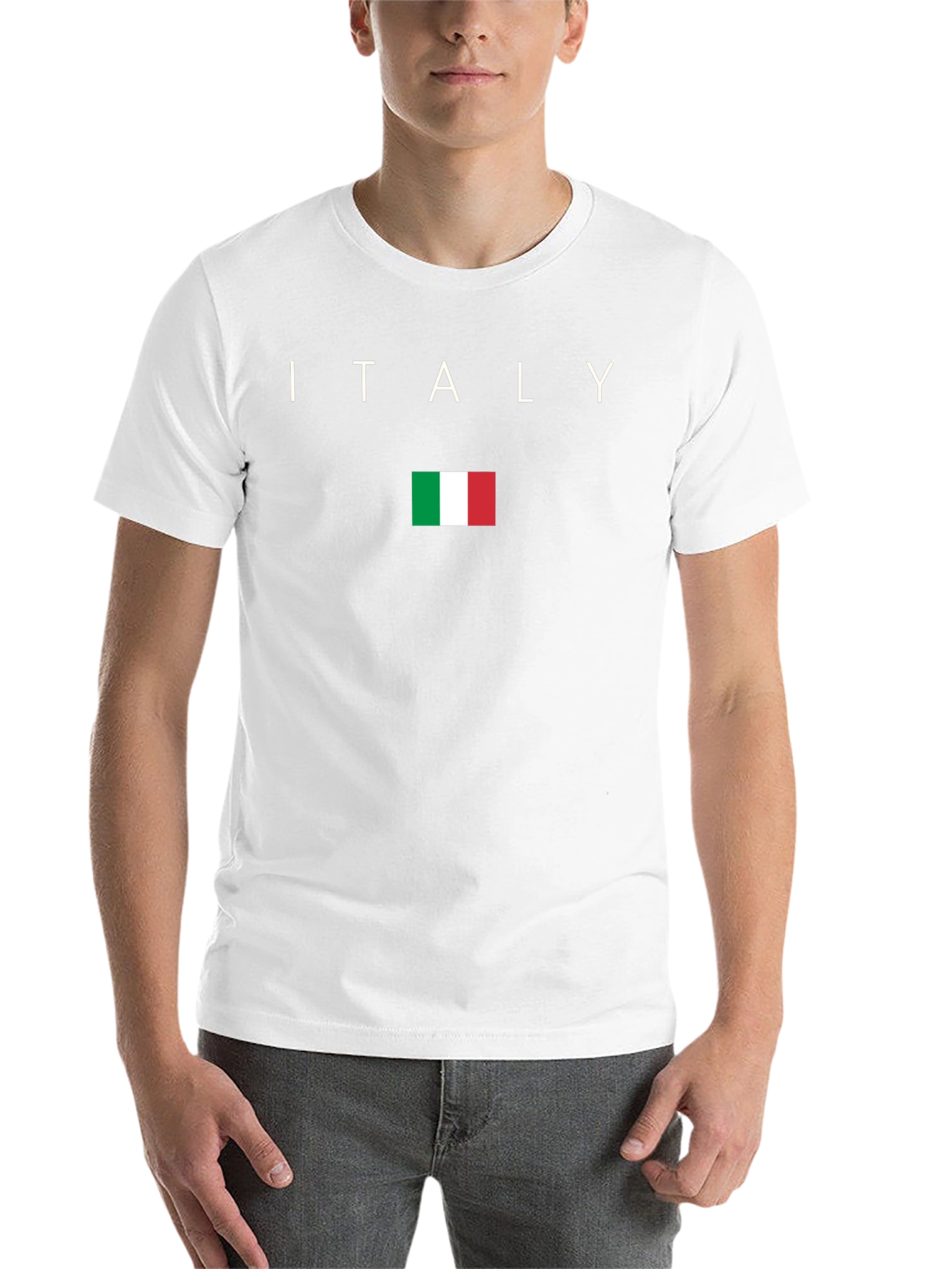 Italy Flag Graphic Tee - Black Cotton T-Shirt