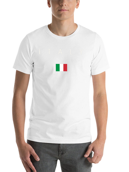 Italy Flag Graphic Tee - Black Cotton T-Shirt