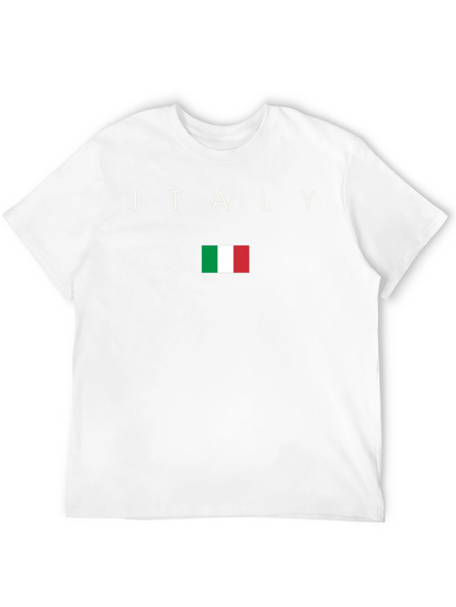 Italy Flag Graphic Tee - Black Cotton T-Shirt