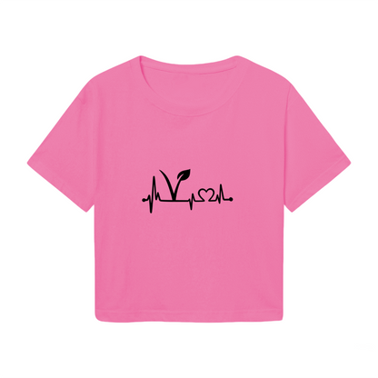 Plant Lover Heartbeat Eco Vegan Pink Graphic  Tee