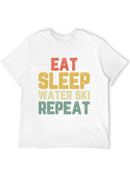 Eat Sleep Water Ski Repeat Black T-Shirt