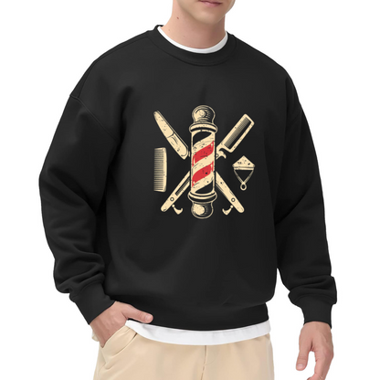 Retro Barber Tools Barber Shop Pole Vintage Hairstylist Crewneck Sweatshirt