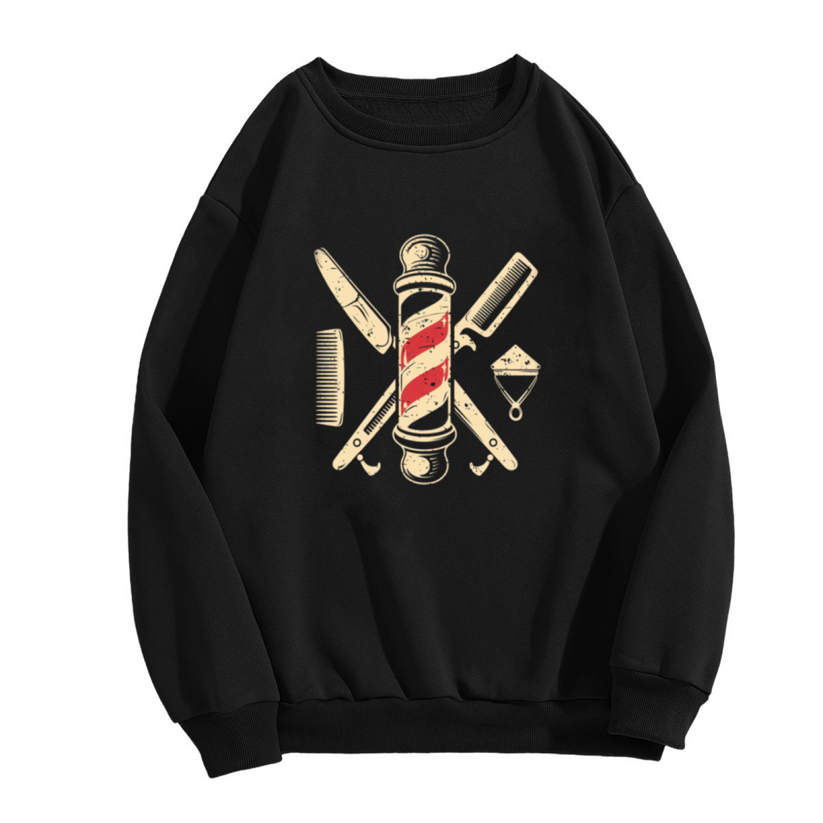 Retro Barber Tools Barber Shop Pole Vintage Hairstylist Crewneck Sweatshirt