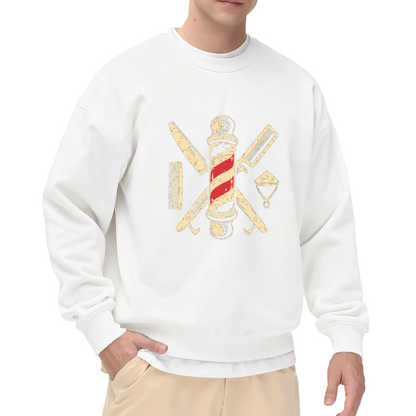 Retro Barber Tools Barber Shop Pole Vintage Hairstylist Crewneck Sweatshirt