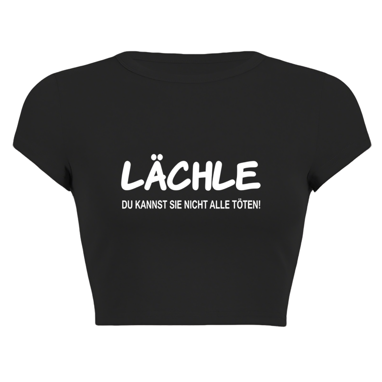 Hand-Drawn Floral Daisy Art Black Crop Tee