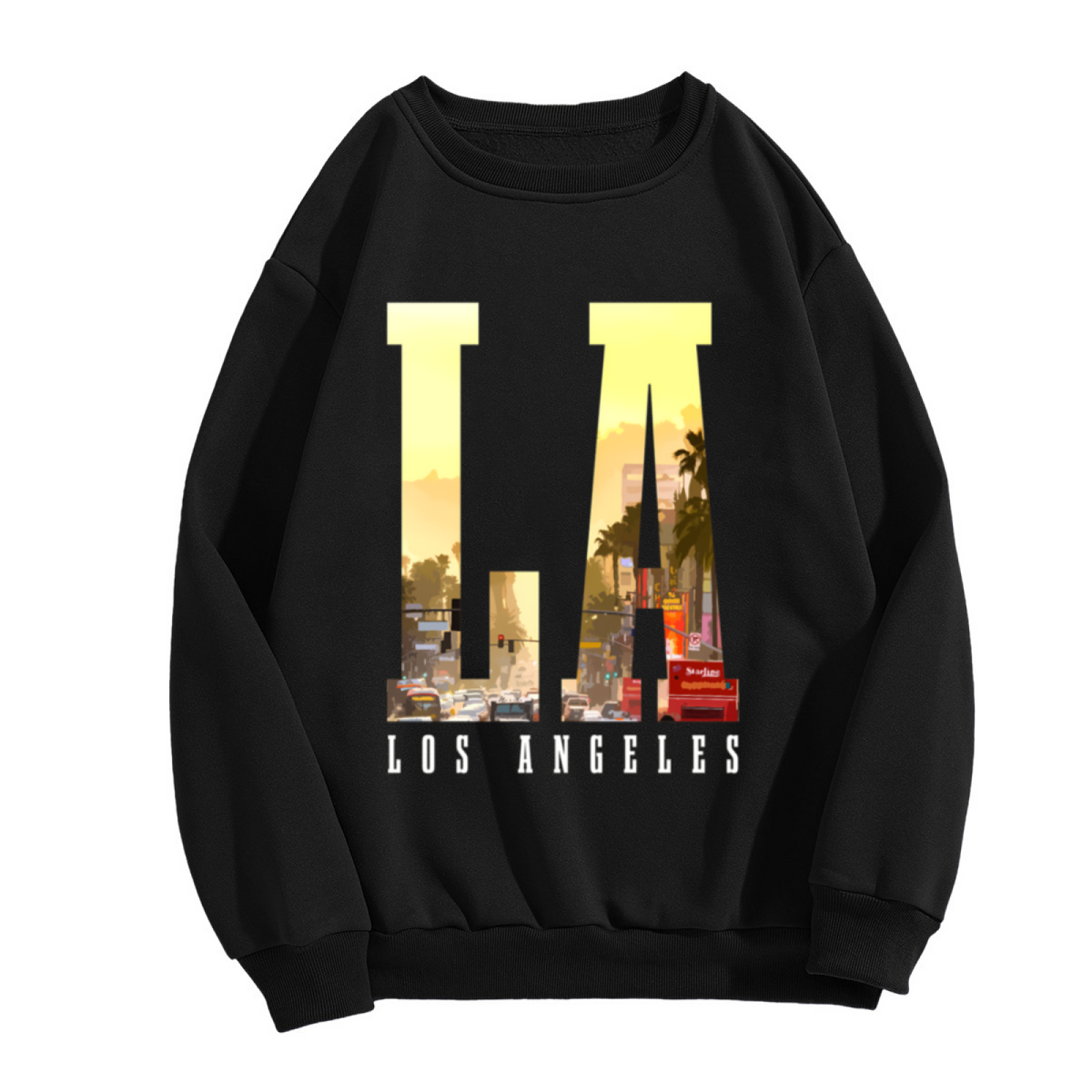Los Angeles LA City Scenery Retro Graphic Crewneck Sweatshirt