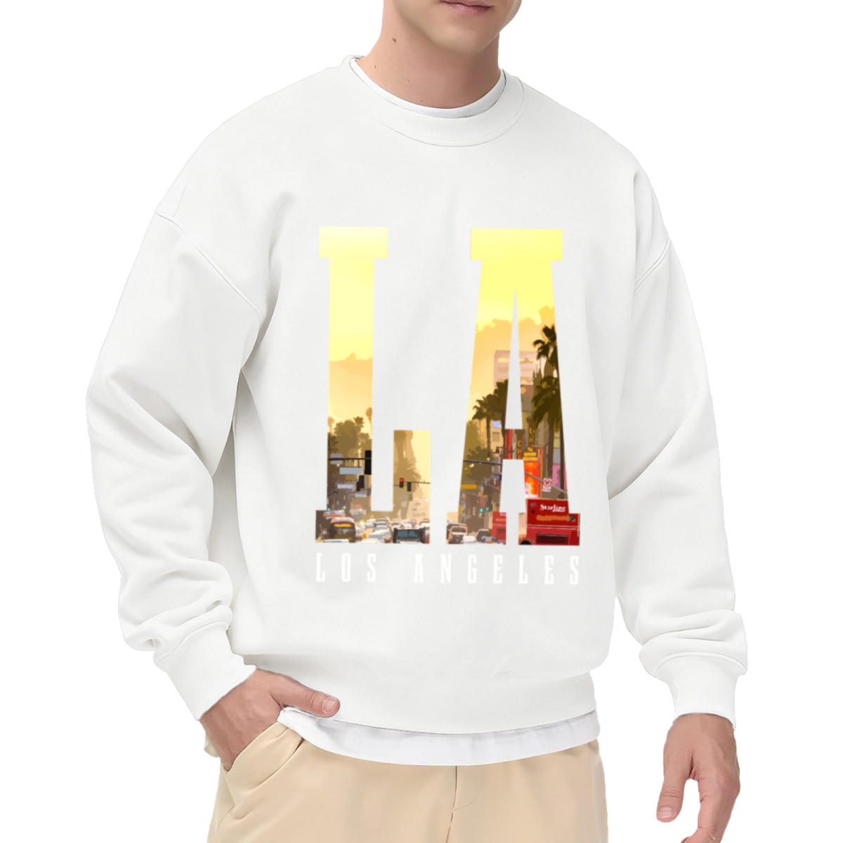 Los Angeles LA City Scenery Retro Graphic Crewneck Sweatshirt