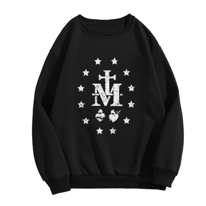 Vintage Cross?M Monogram Poker Symbols Retro Graphic Crew Neck Sweatshirt