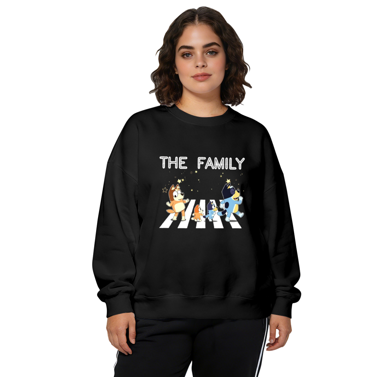 The Family Bluey Abbey Road Parody Cartoon Crewneck Sweatshirt
