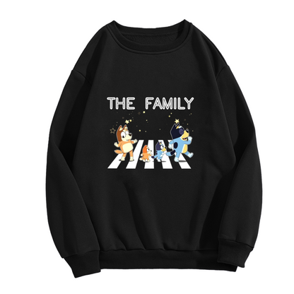 The Family Bluey Abbey Road Parody Cartoon Crewneck Sweatshirt